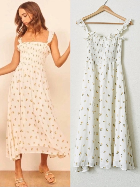 Reformation Dresses & Skirts - Reformation XS Siesta smocked sleeveless crepe floral slit hem midi dress